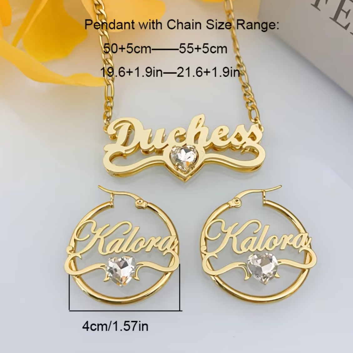 Radiant Personalized Name & Birthstone Jewelry Set