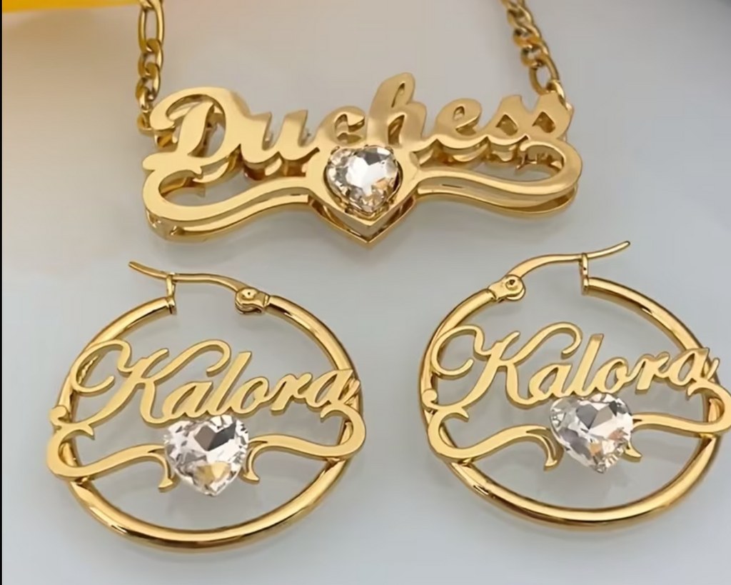 Radiant Personalized Name & Birthstone Jewelry Set