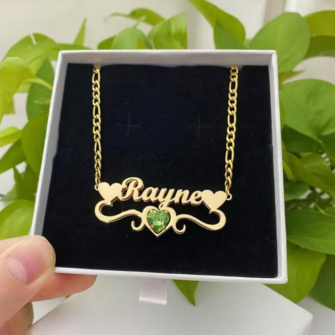 Emerald Heart Personalized Jewelry Set