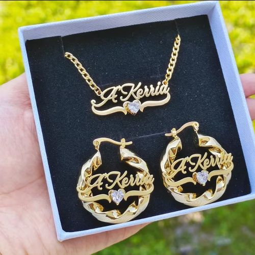 Divine Personalized Name & Heart Gemstone Set