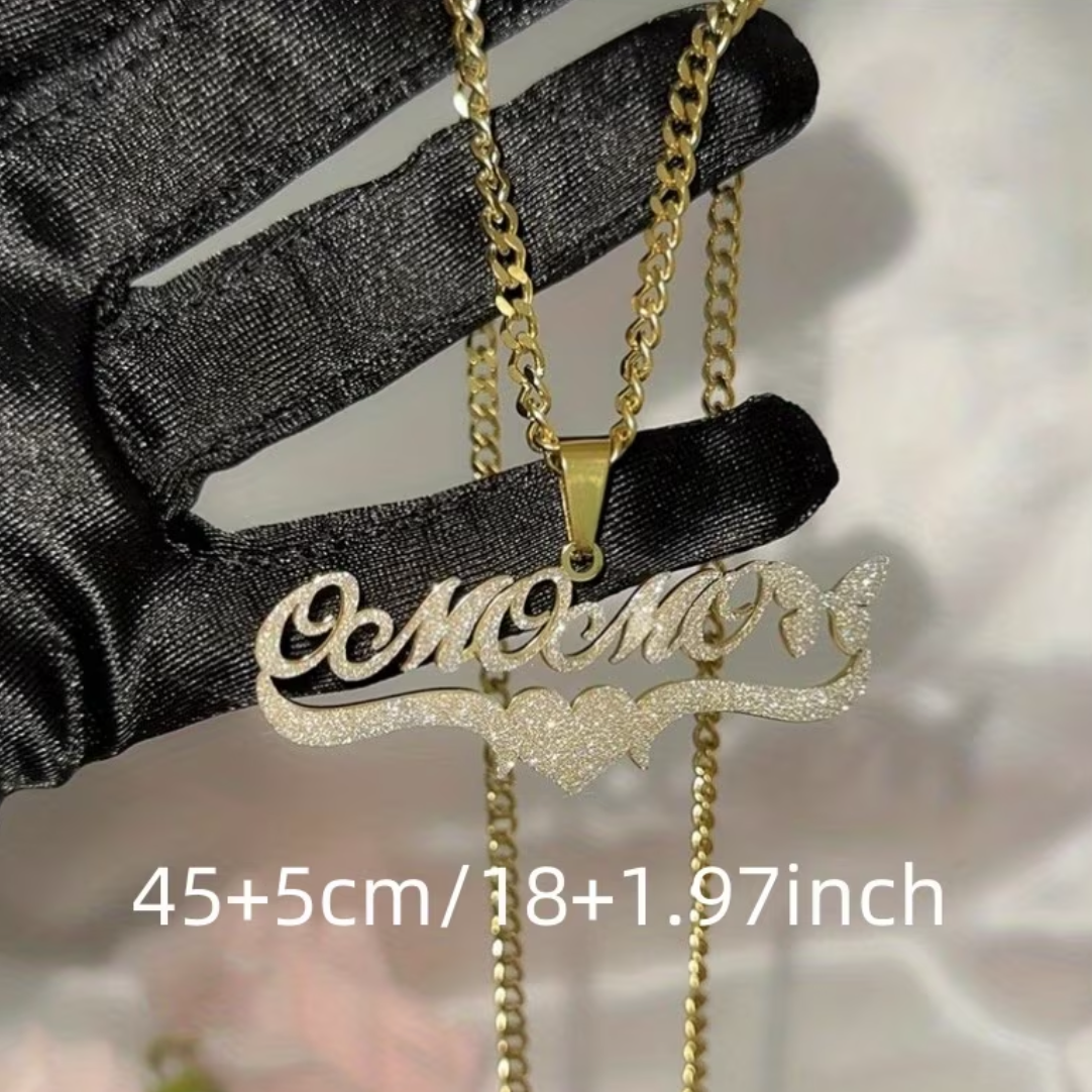 Iced-Out Butterfly & Heart Custom Nameplate