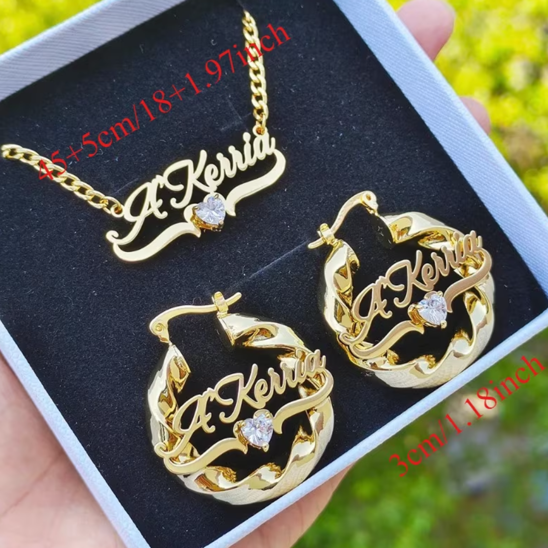 Divine Personalized Name & Heart Gemstone Set